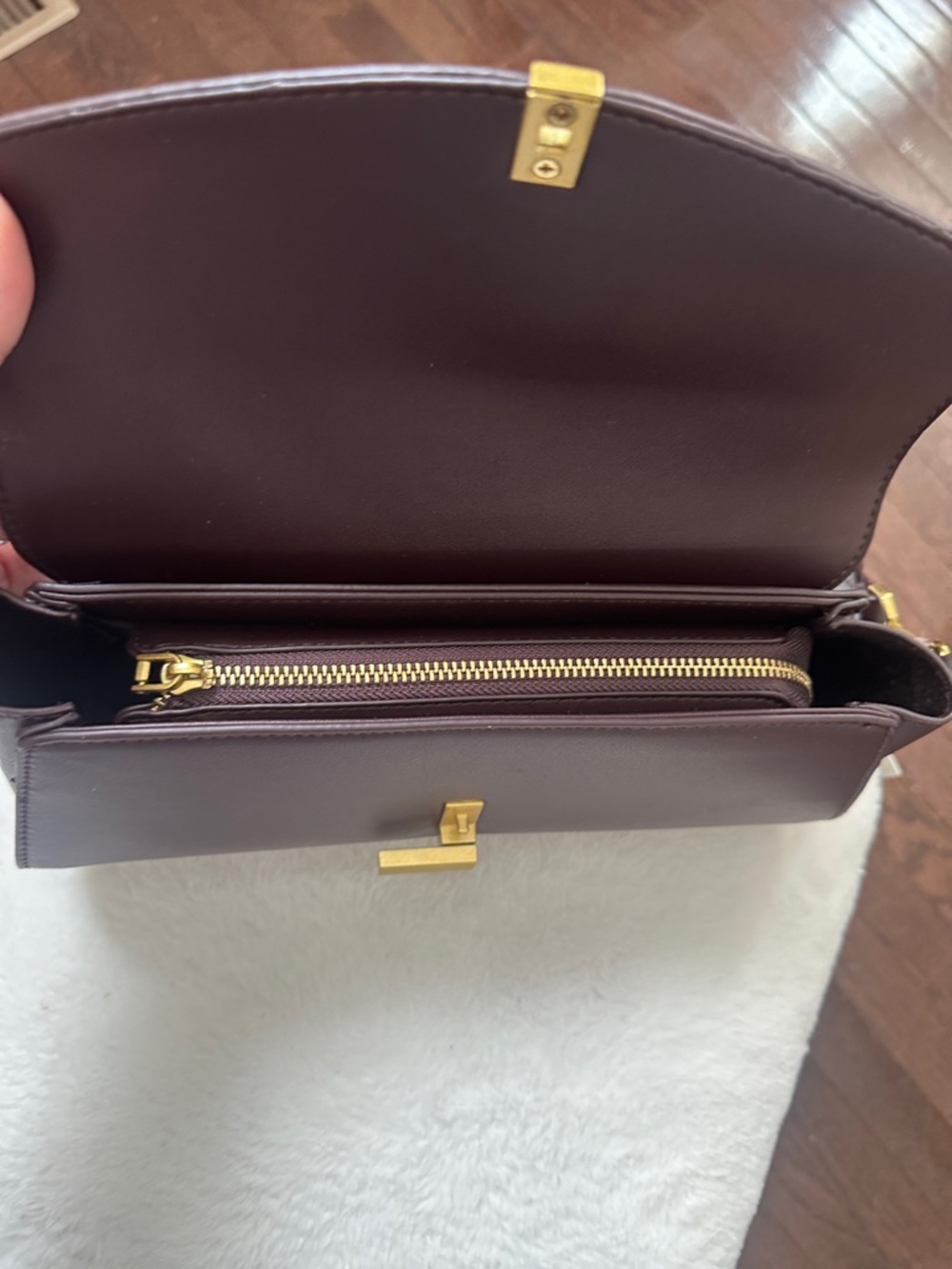 Rachel Zoe Plum Leather Shoulder Bag with Gold Hardware - Picture 7 of 8